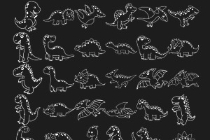 Dinosaur Outline Silhouette Set 1