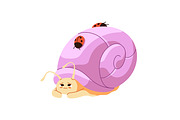 Cute, funny snails set + backgrounds, an Animal Illustration by PaperTrident (Thumbnail 16 of 26)