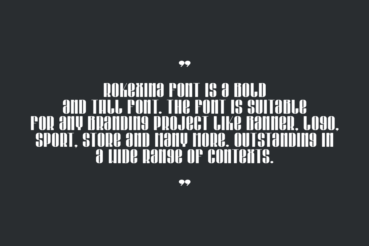 Rokexina - Tall & Condensed Font, a Sans Serif Font by QR Design Studio (Photo 5 of 7)