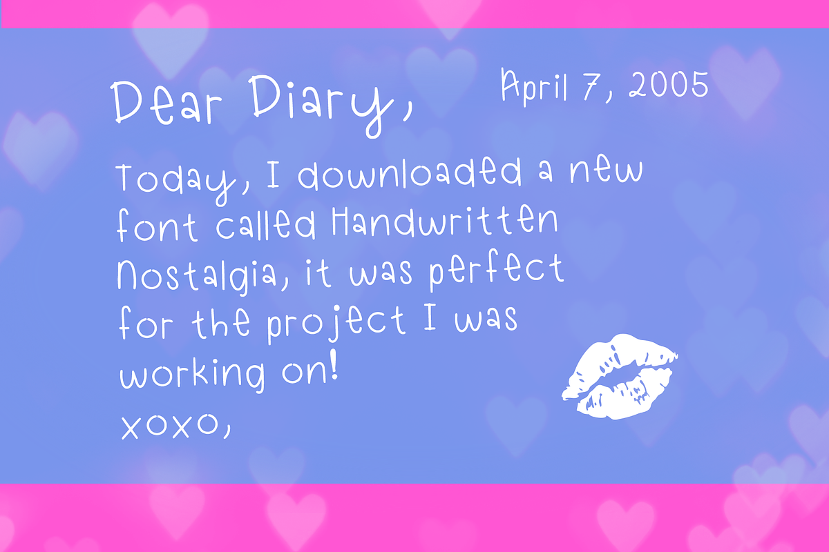 Handwritten Nostalgia - Cute 90s/00s, a Handwritten Font by Ashley Scott Designs (Photo 2 of 3)