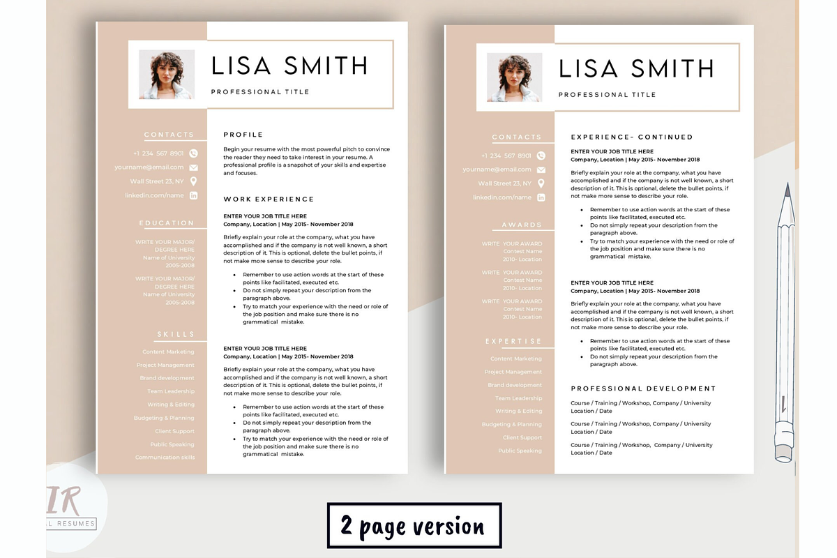 CV template with photo, Word & docs, a Resume Template by Climbwithelevator (Photo 2 of 6)