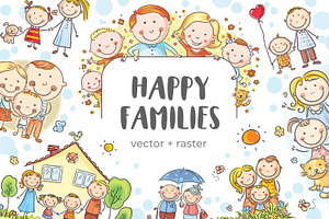 Happy cartoon families bundle