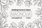Magnolia Wedding Frames & Clipart, a Decorative Illustration by moja doodle (Thumbnail 1 of 9)