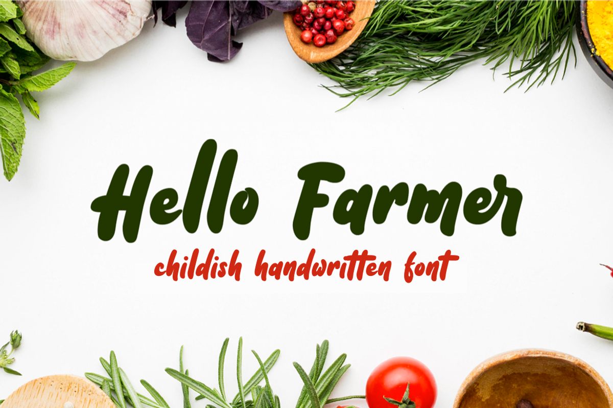 Hello Farmer – Childish Font, a Font by NURF Designs (Photo 1 of 10)