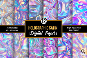 Holographic Silk Satin Digital Paper, a Pattern Graphic by Creative Store