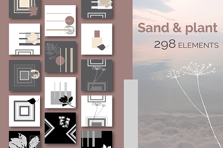 Sand and leaf. Set of backgrounds.