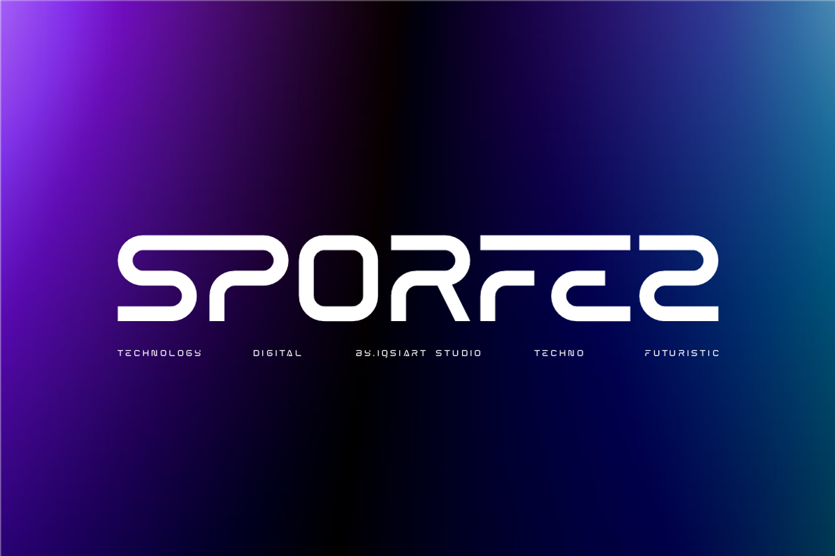 Sporfez - Futuristic Techno Font, a Sans Serif Font by Iqsiart Studio (Photo 1 of 7)