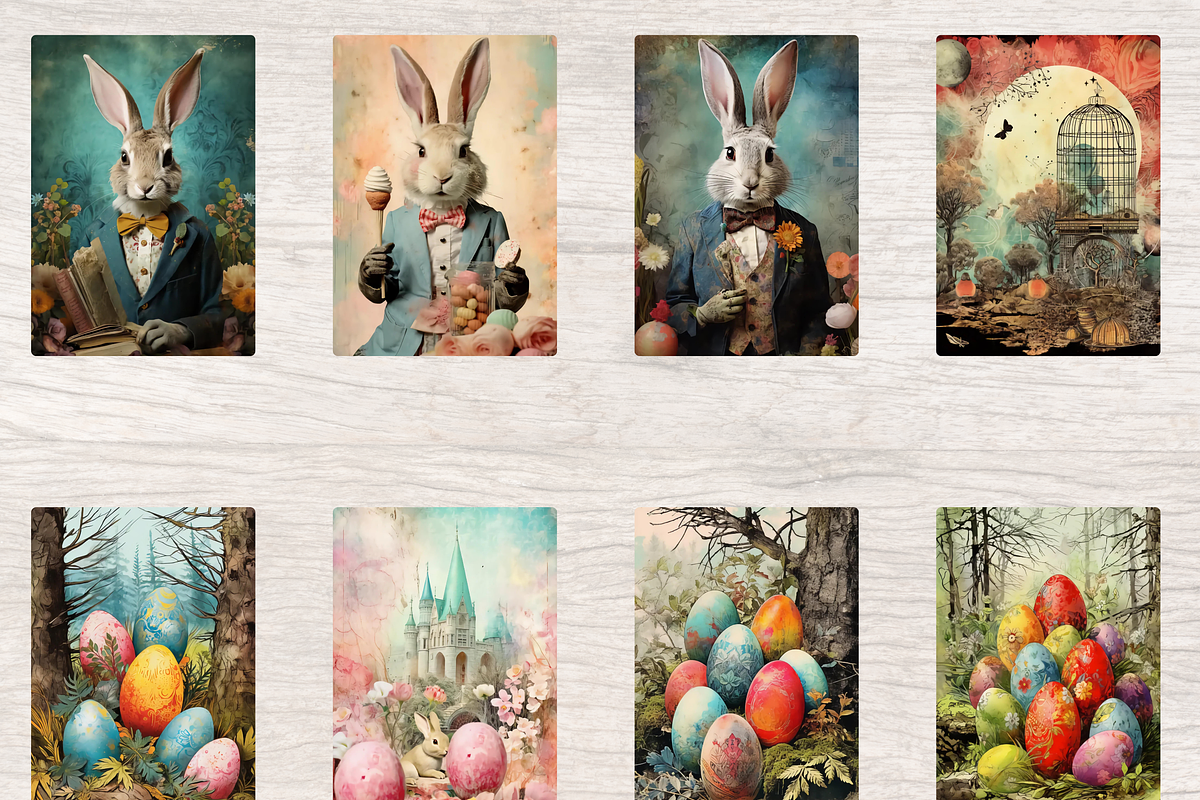 SURREAL EASTER JUNK JOURNAL PAGES, an Animal Illustration by Daring Digies (Photo 2 of 4)