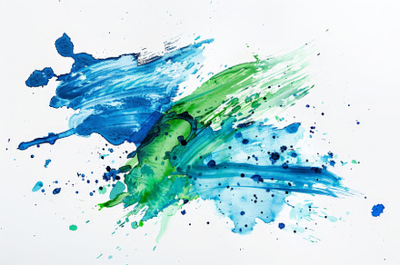 Hand painted blue and green watercol, a Background Photo by Pixeness