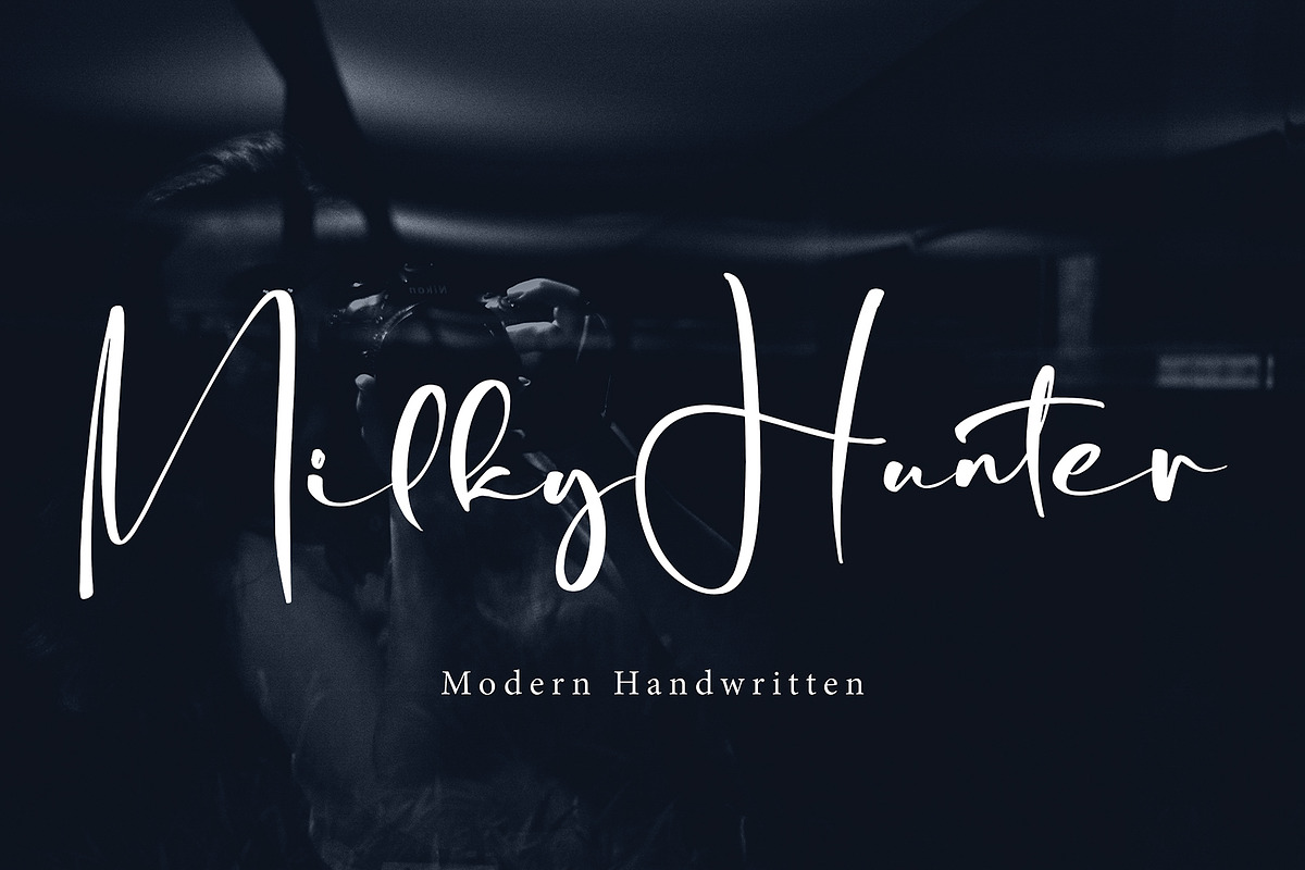 Milky Hunter, a Script Font by pineungtype (Photo 1 of 7)