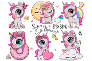 Cute Unicorn Set, an Animal Illustration by Regina Art (Reginast777) (Thumbnail 1 of 3)