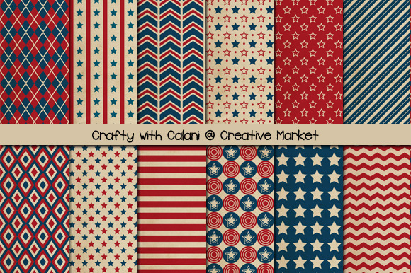 Vintage Patriotic Digital Paper preview 2