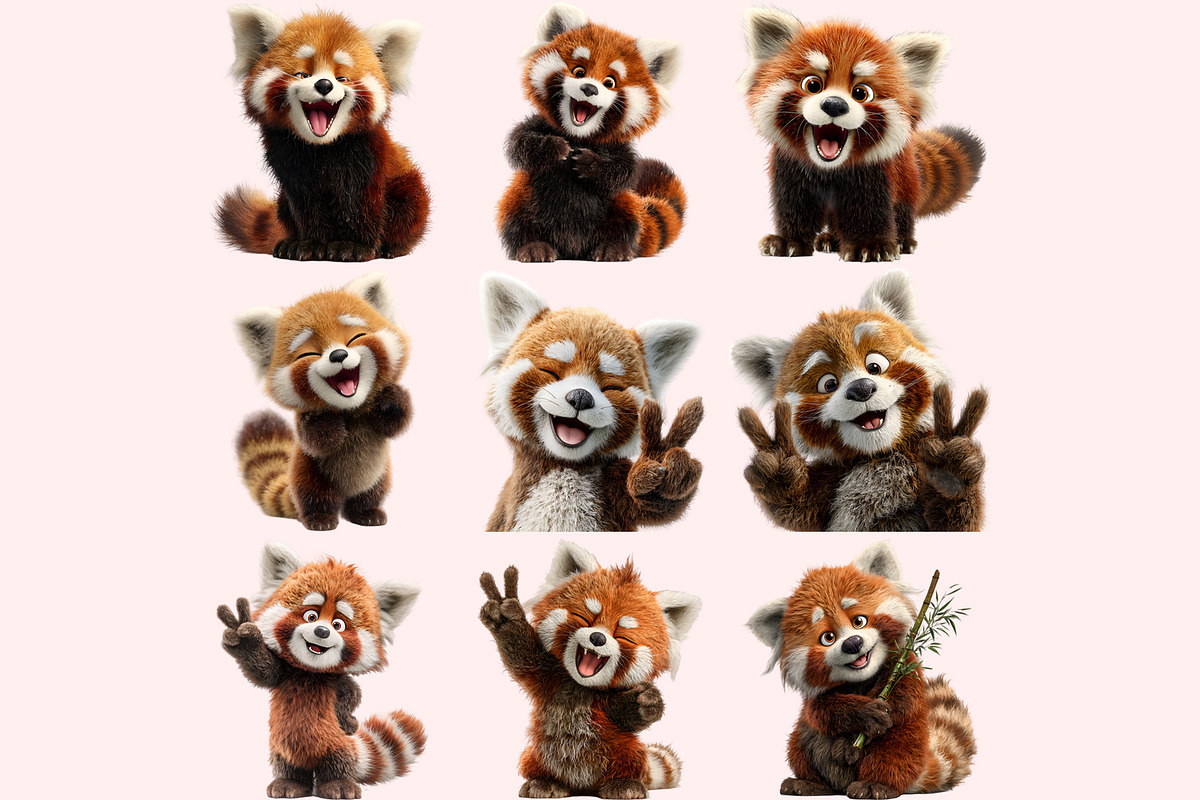 Red Panda PNG Clipart Bundle, a Graphic by M9 Design (Photo 3 of 10)