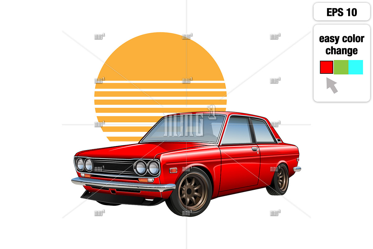JDM 70's classic sedan & 80's sunset, an Education Illustration by MMG1designs (Photo 2 of 5)
