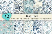 Blue Toile Seamless Digital Paper, a Pattern Graphic by FloridPrintables (Thumbnail 1 of 7)