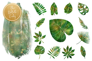 Tropical Jungle Leaves Clipart Set