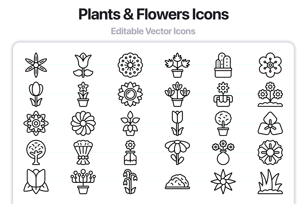100 Plants & Flowers Line Icons, an Outline Icon by Juicy Icons (Photo 6 of 6)