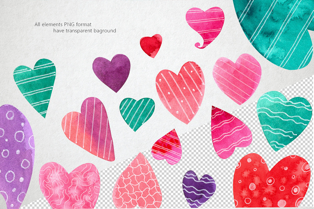 Set Watercolor hearts, an Object Graphic by Anastasia Timosch (Photo 3 of 8)