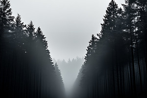 Mysterious fog-filled forest path, a Nature Photo by MistyDay
