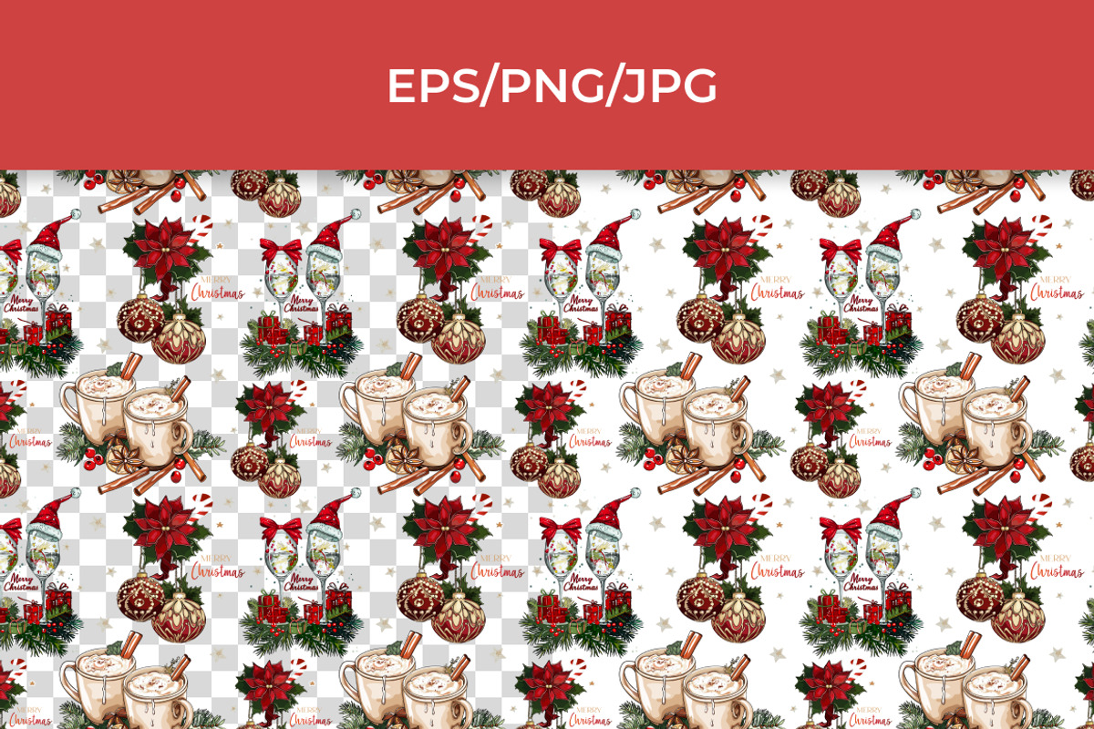 Merry Christmas Seamless Patterns, a Seasonal Illustration by InkyQueenArt (Photo 2 of 5)