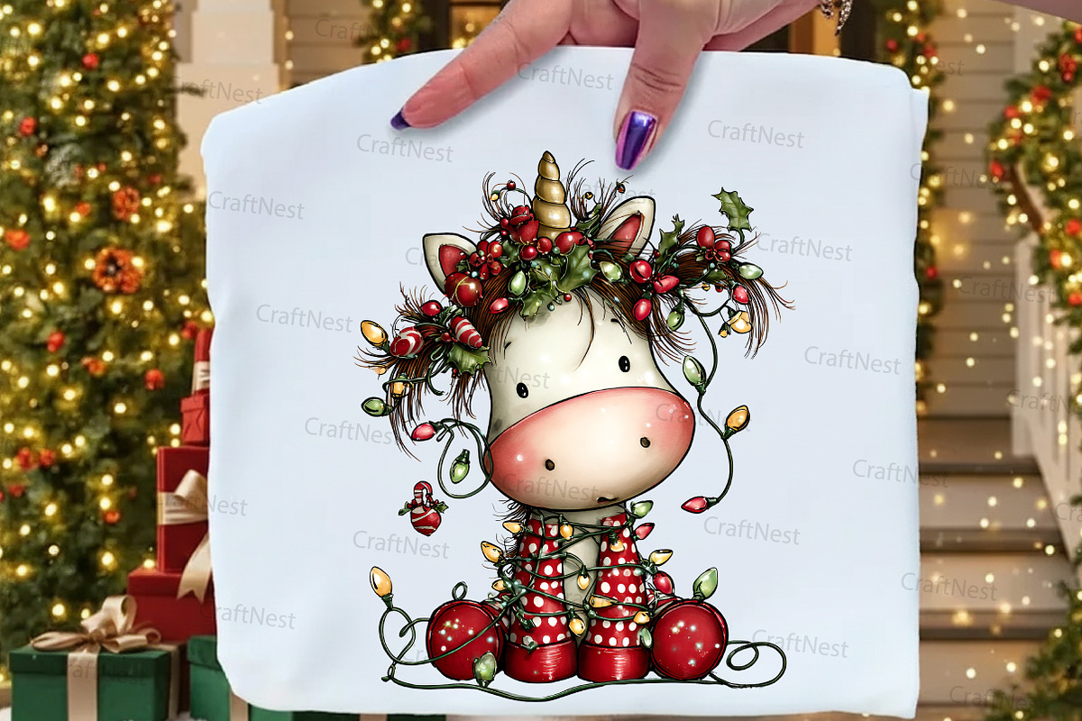 Christmas Unicorn Clipart, an Illustration by Craft Nest (Photo 4 of 8)