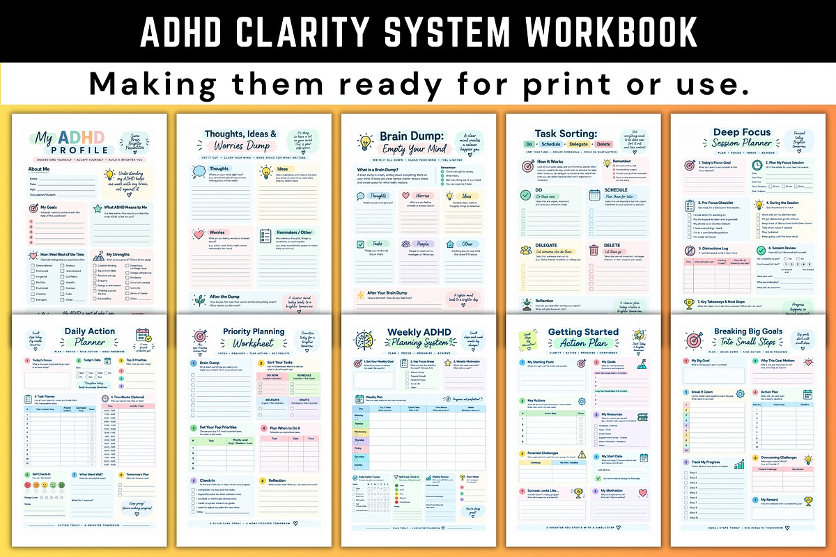 ADHD Clarity System Workbook, a Stationery Template by Designmela01 (Photo 2 of 6)