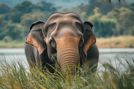 Beautiful Elephant in Wildlife Scene, an Animal Photo by Virgo Studio