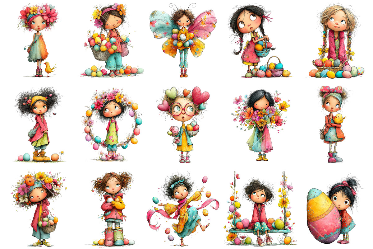 Whimsical Easter Girl Clipart, an Illustration by OK Design (Photo 6 of 6)