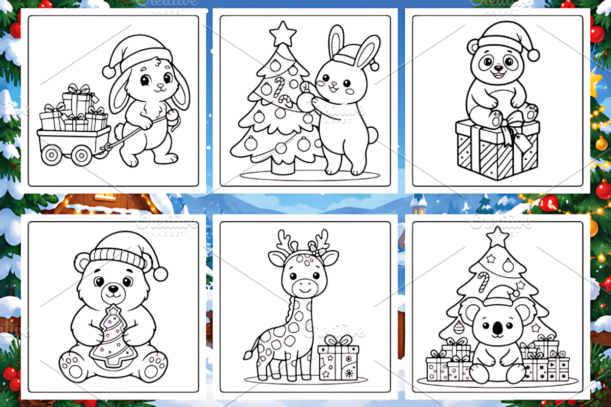 Christmas Cuteness Coloring Book, a Seasonal Illustration by Design Station (Photo 3 of 3)