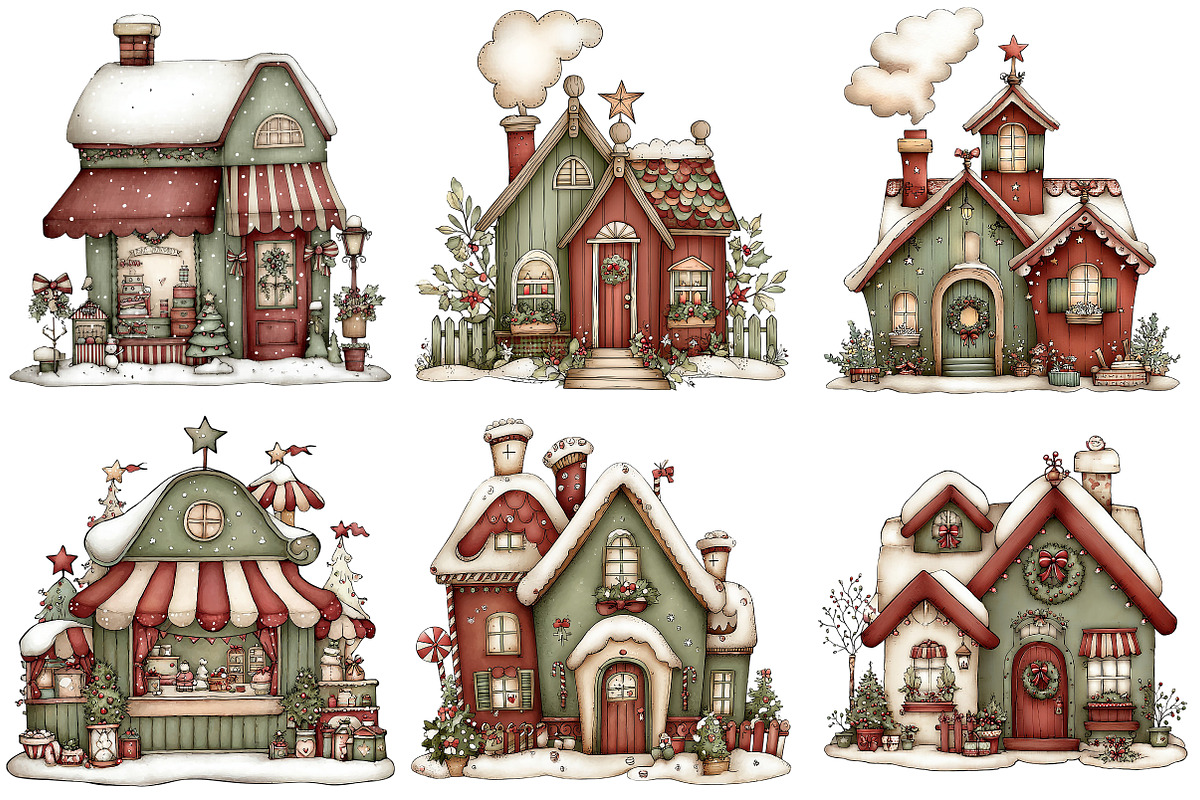 Christmas Town Sublimation Clipart, an Illustration by Craft Nest (Photo 3 of 7)
