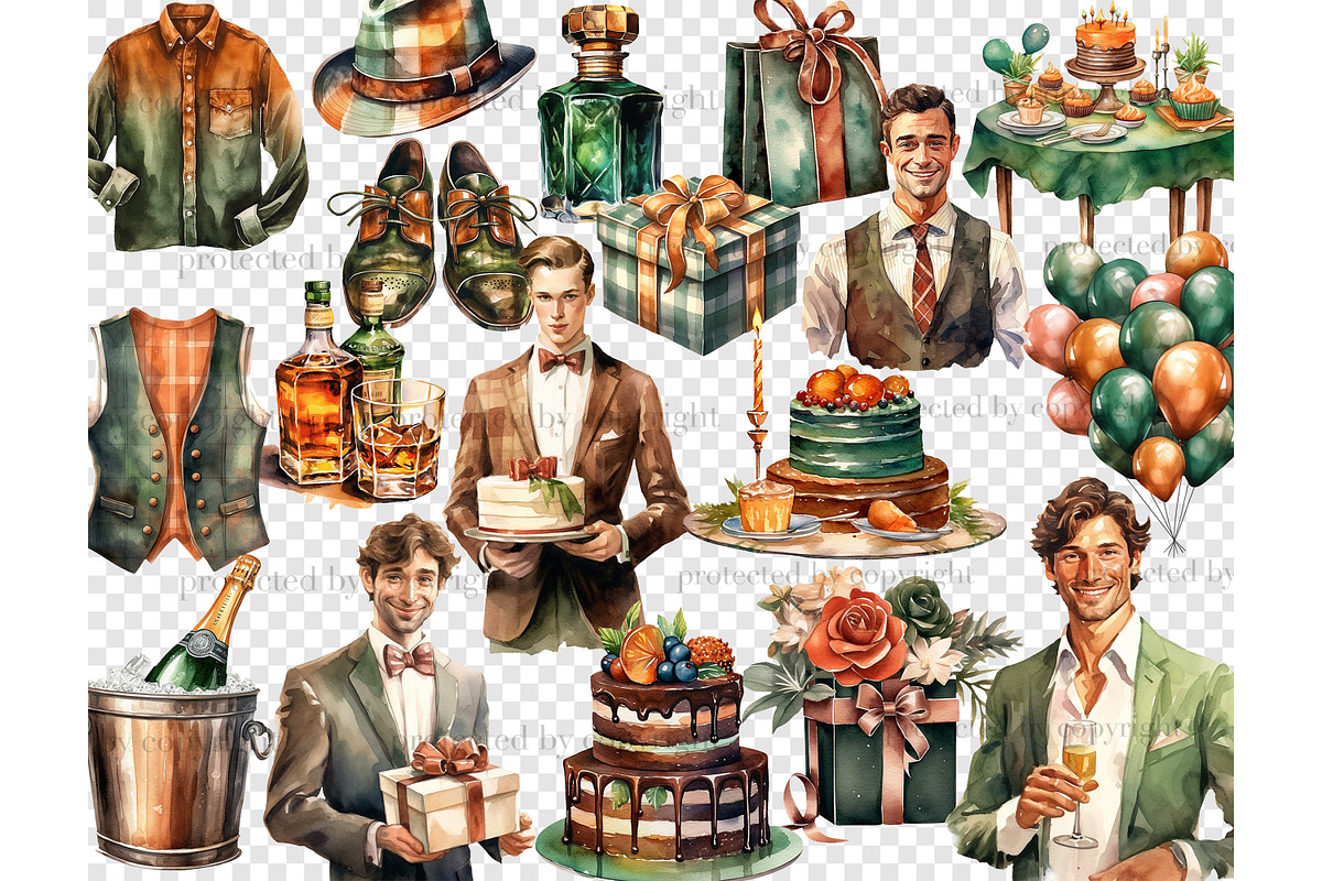 Man Birthday Clipart | Fashion Men, a Person Illustration by GlamArtZhanna (Photo 4 of 5)