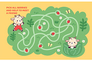 Kawaii goat maze game. Cute baby, an Animal Illustration by YummyBuum (Thumbnail 1 of 3)