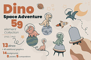 Dino Space Adventure – Vector Set, an Illustration by moja doodle (Thumbnail 1 of 11)