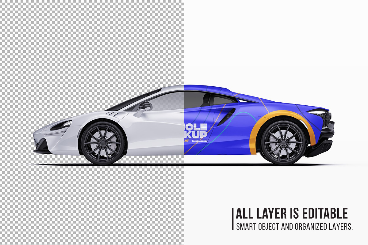 Hybrid Supercar Sport Coupe Set, an Advertising Mockup by Halal Graphic Studio (Photo 5 of 12)