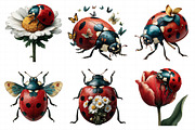 Whimsical Ladybug Spring Set Clipart, an Illustration by Daily.Designs (Thumbnail 4 of 7)