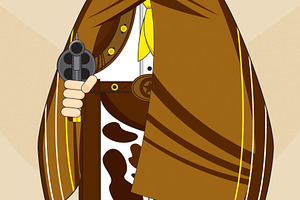 Cartoon Cowgirl Gunslinger