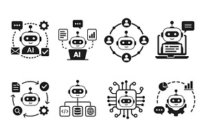 AI Robot Assistant Icons