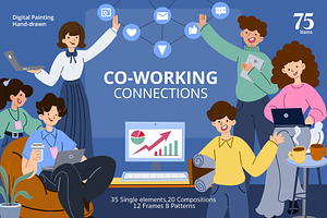 Co-Working Connections – Hand-drawn, a Work Illustration by CreativeValuation