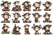 Christmas Funny Cow Clipart, an Illustration by cherrydesign (Thumbnail 3 of 4)