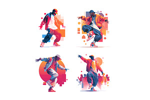 Street dancers in city cartoon, a Person Illustration by Onyx