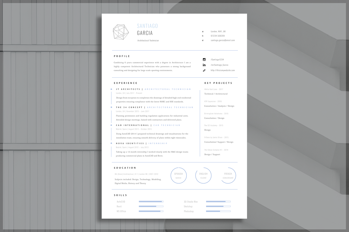 Architect Resume Template, a Resume Template by introDuice - CV / Resumes (Photo 1 of 6)
