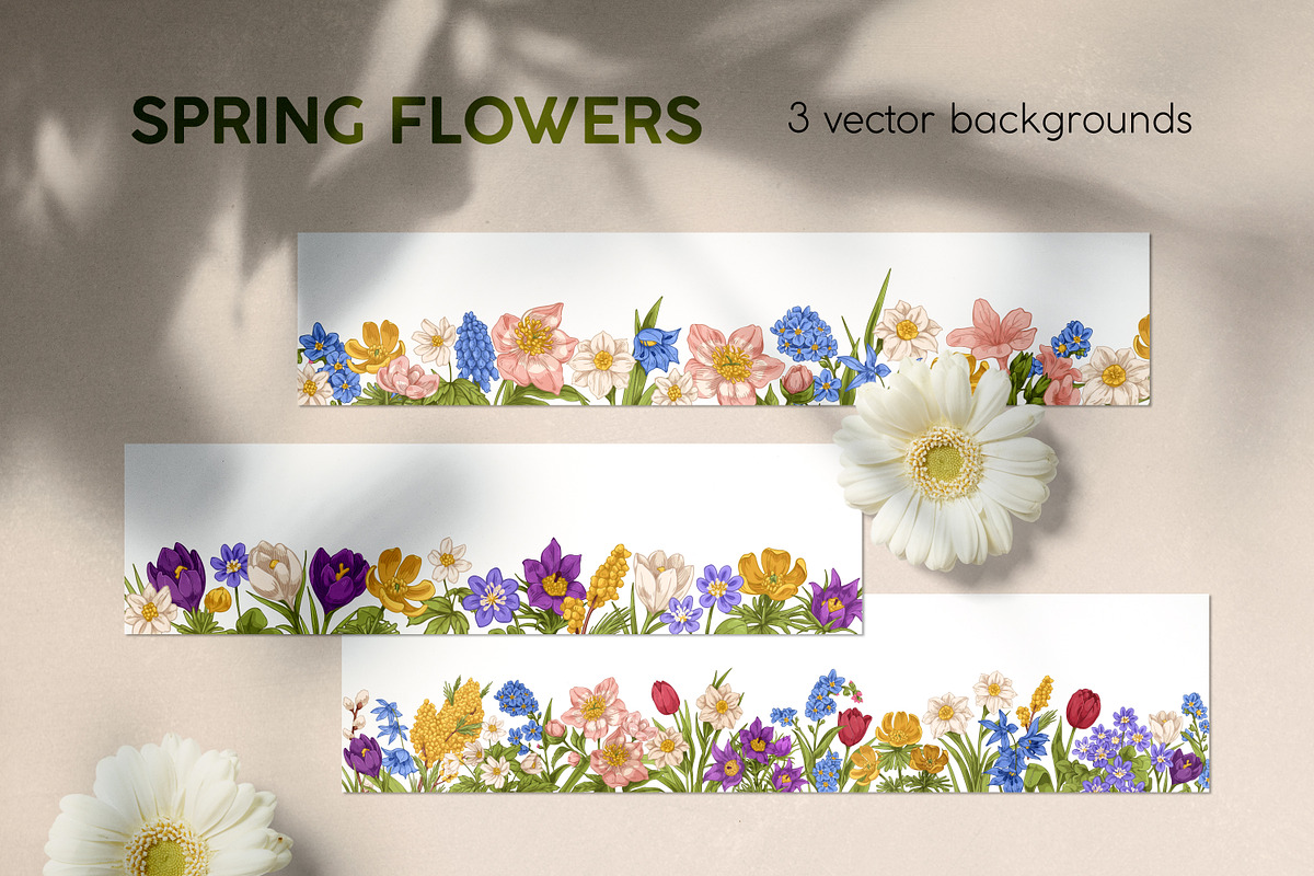Vintage hand drawn flowers borders, a Background Graphic by Good Studio, image size:1200x800