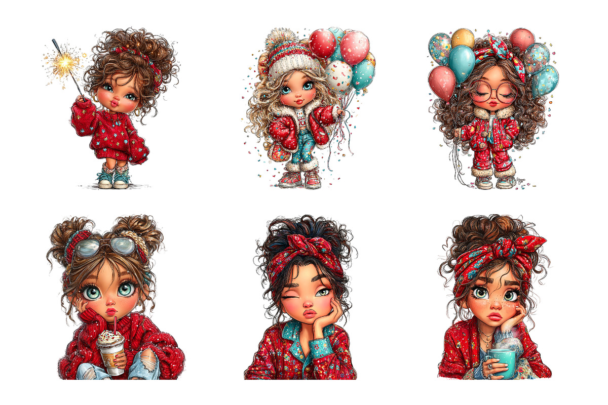 Quirky Girl New Year 2026 Clipart, an Illustration by SinaCreation (Photo 4 of 11)