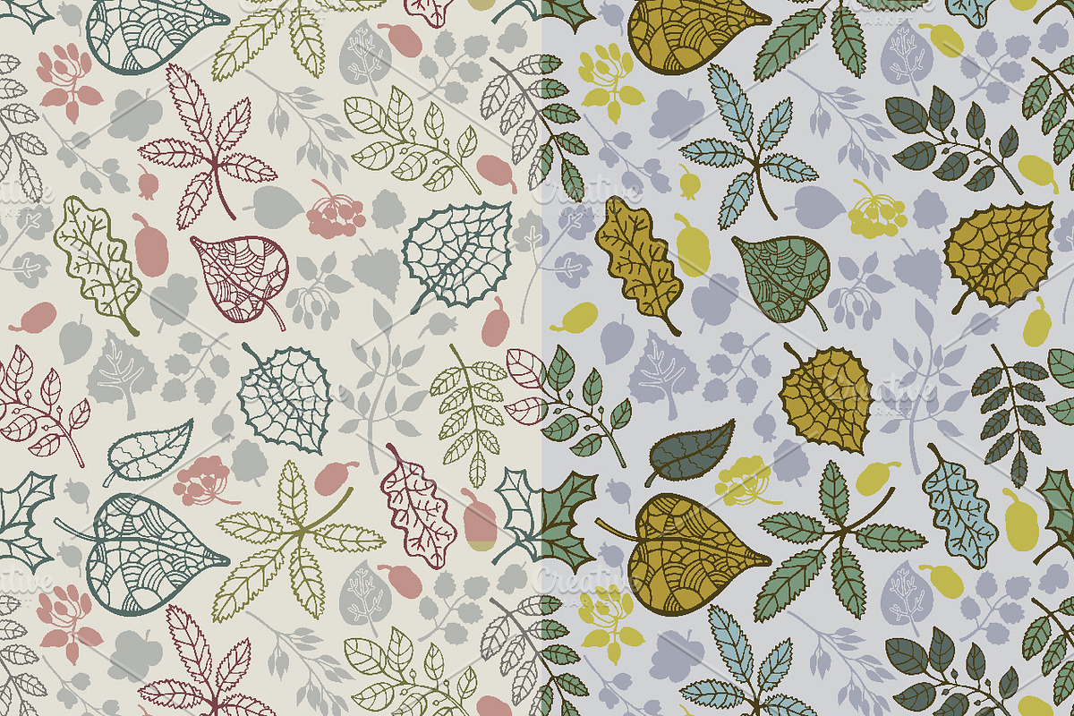 Autumn leaves seamless pattern set 3 preview 2