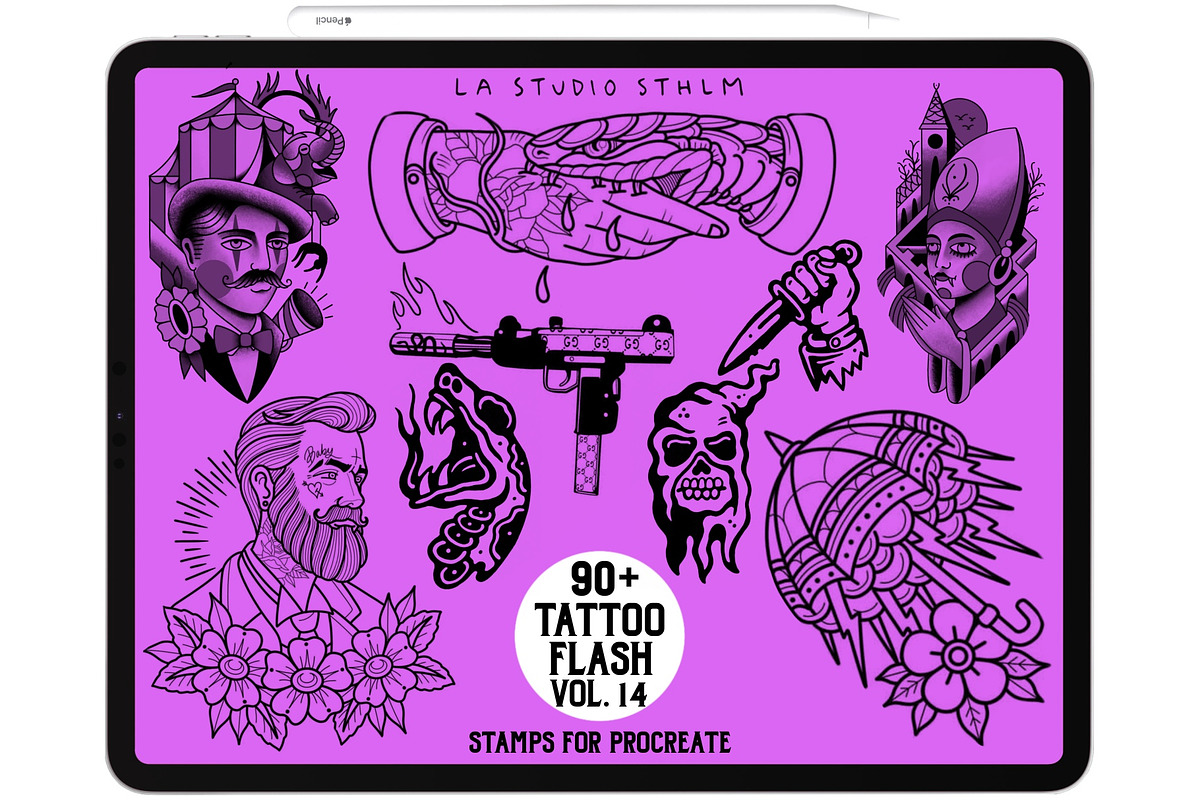 Tattoo Flash Vol. 14 - Stamp Set, a Brush Add-On by LA Studio Sthlm (Photo 1 of 6)