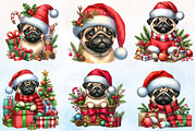 Christmas Pug Dog Clipart Bundle, a Seasonal Illustration by Rose Art (Thumbnail 2 of 5)