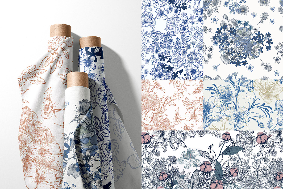 TOILE DE JOUY vector patterns set, a Pattern Graphic by FleurArt (Photo 2 of 9)