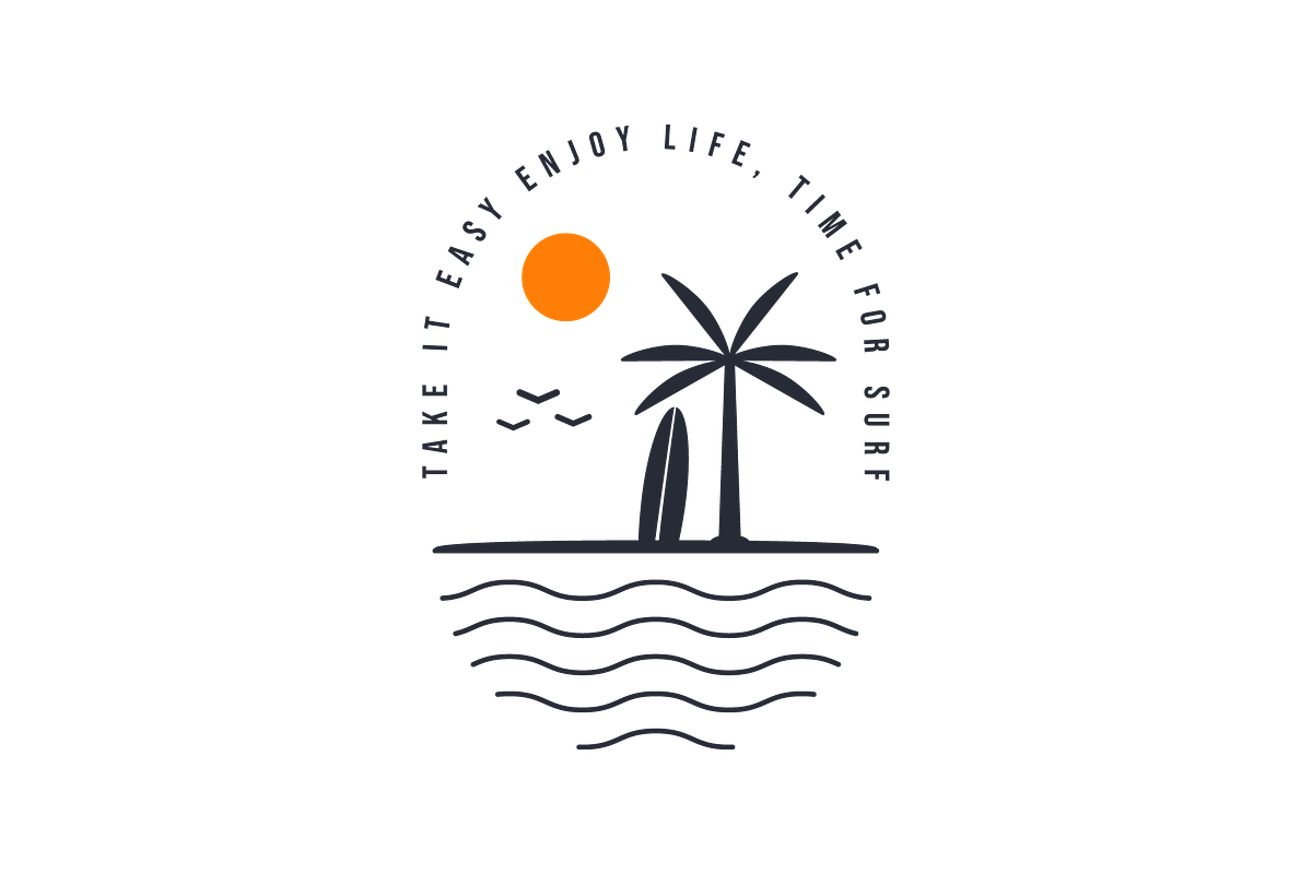 Line Art Surfing Badge & Ocean Waves, a Branding & Logo Template by PrastHF (Photo 2 of 2)