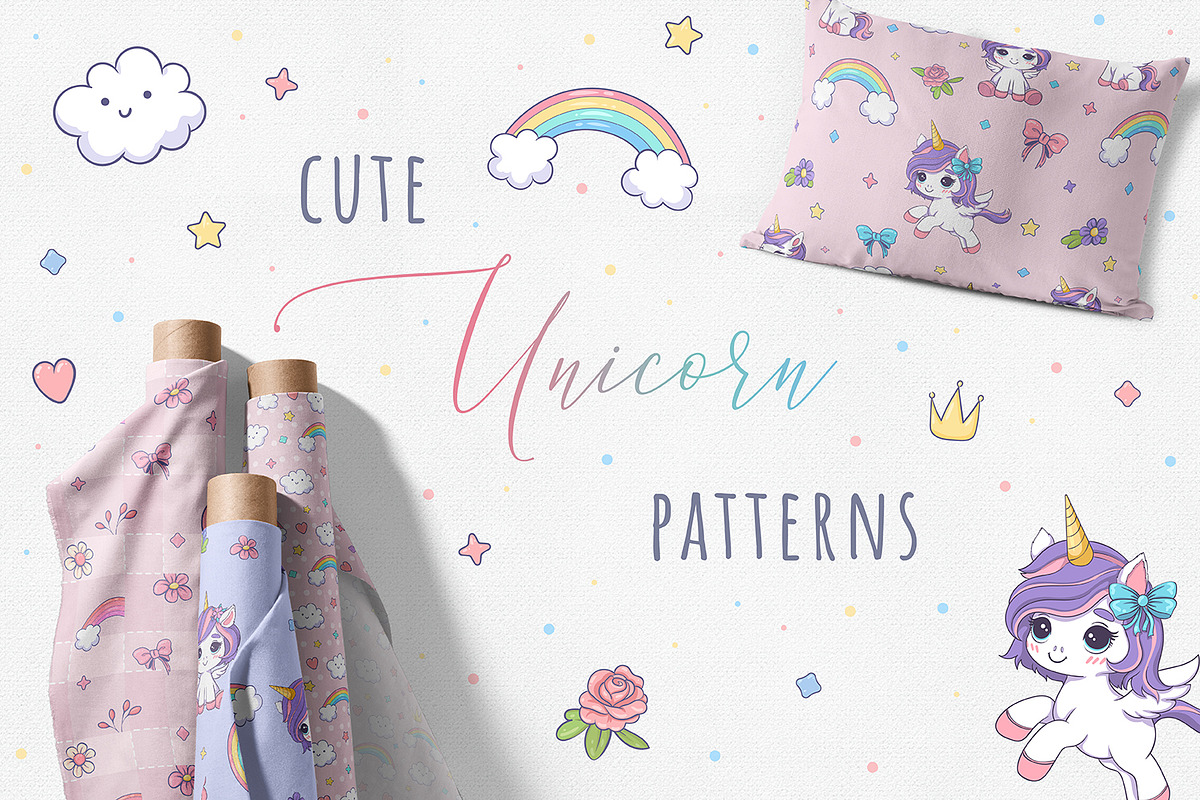 10 Cute  UNICORN Patterns. Vector, a Pattern Graphic by HmarkaShop (Photo 1 of 4)