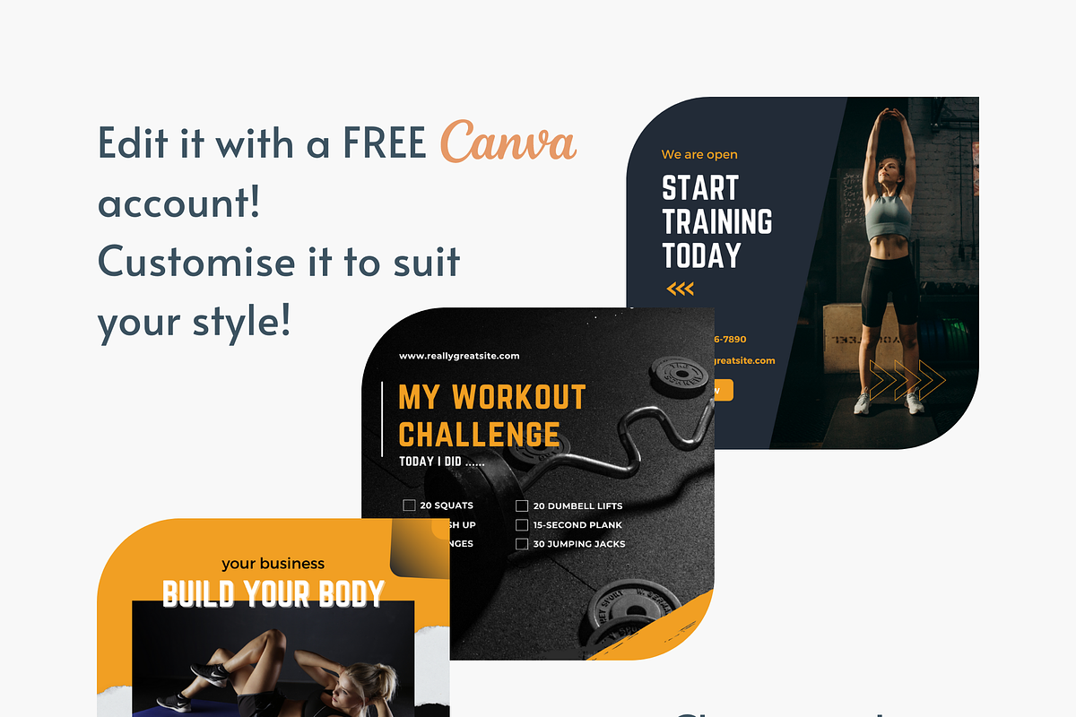 Social Media Templates for Fitness, a Social Media Template by SmallMakersContent (Photo 3 of 5)